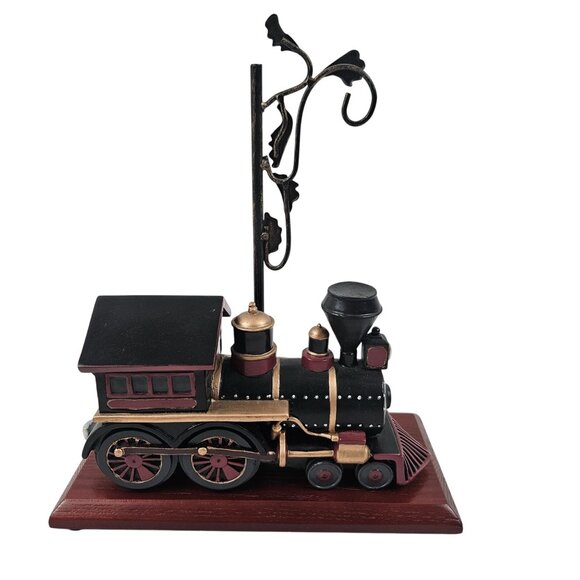 Collections Etc Vintage Desktop Train Figurine Decor Lamp Post Design Wood Base - Picture 1 of 11